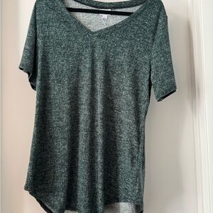 LuLaRoe Heathered Green Short Sleeve Top